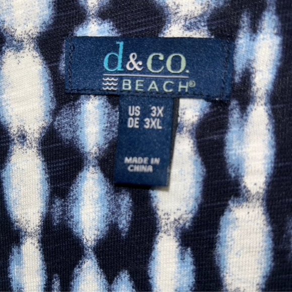 d & co Beach PLUS NEW Indigo blue Shibori tie dye maxi dress 3X 58 bust … - Picture 2 of 4